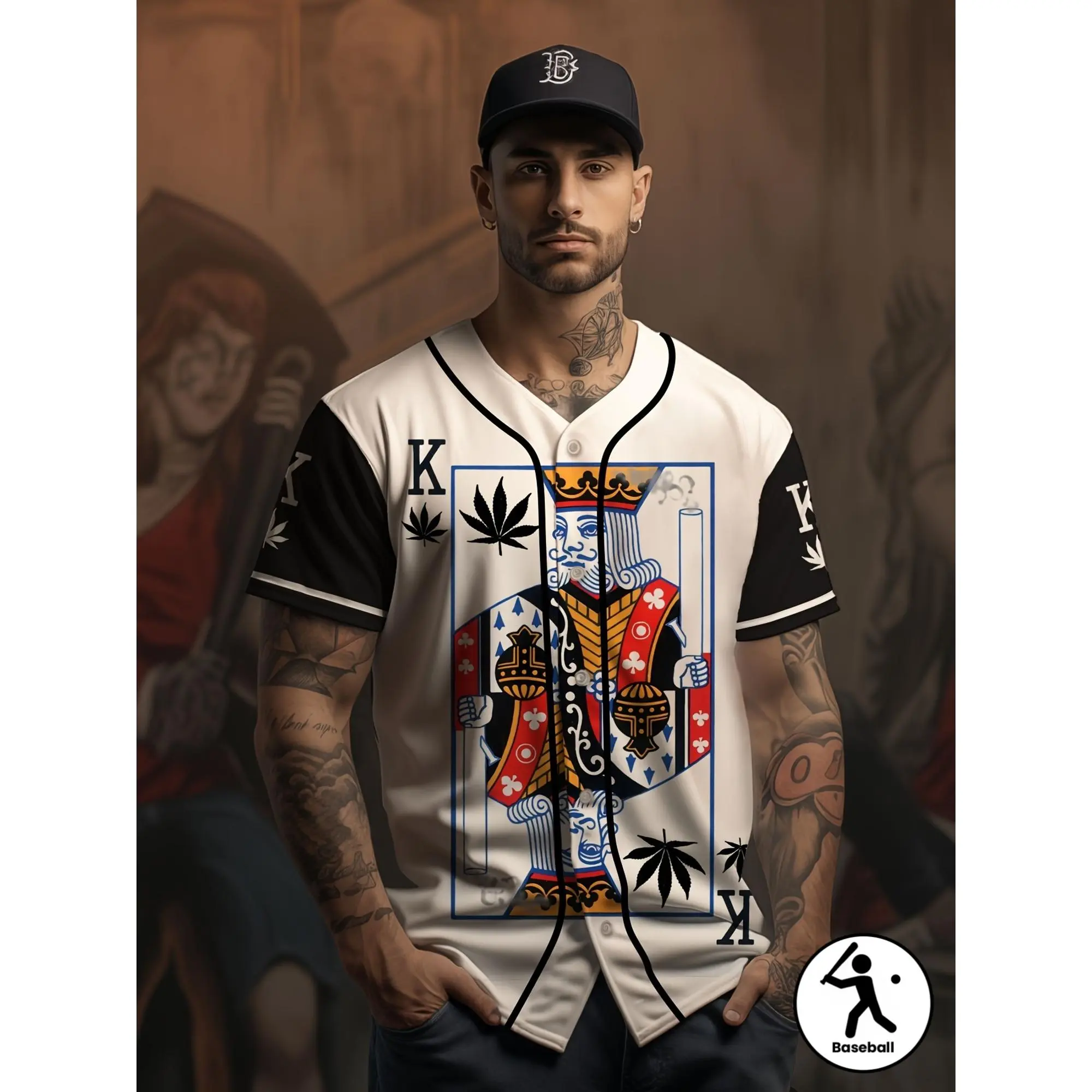 Men's Casual Baseball Jersey with K Print - Breathable Polyester, Short Sleeve, Button-Up Sports Shirt for Summer Outings #   TikTokMadeMeBuyIt #   TikTokShop