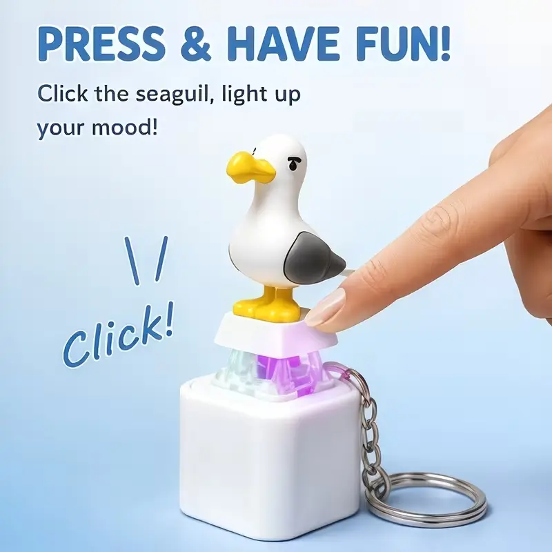 Seagull MINE! Button Keychain-Real Sound & LED Light, Visual Appeal, Funny Interactive Gift for Friends & Family, Compact Size, Portable summerwins