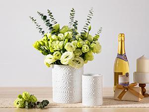 Utensil Holder, 7.2"+5.4" Ceramic Utensil Holder for Countertop, Large Cooking Utensil Crocks for Kitchen Counter, Farmhouse Utensil Vase for Housewarming, Kitchen Decor, Set of 2, Snow