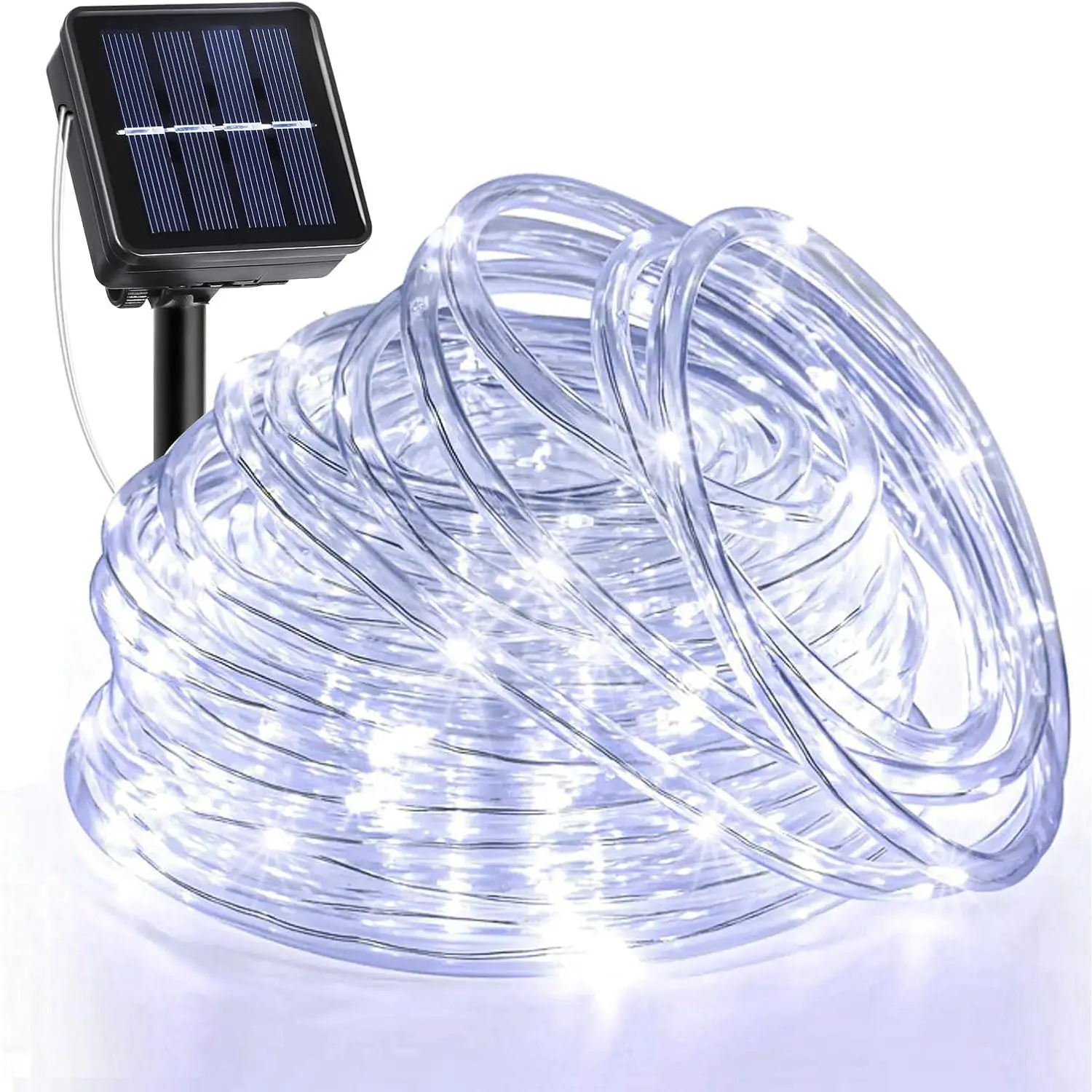 33FT 135 LED Solar Rope String Lights Outdoor Waterproof Solar Powered Fairy Lights 8 Lighting Modes for House Pool Trampoline Backyard Patio Tree Party Decorations Cool White