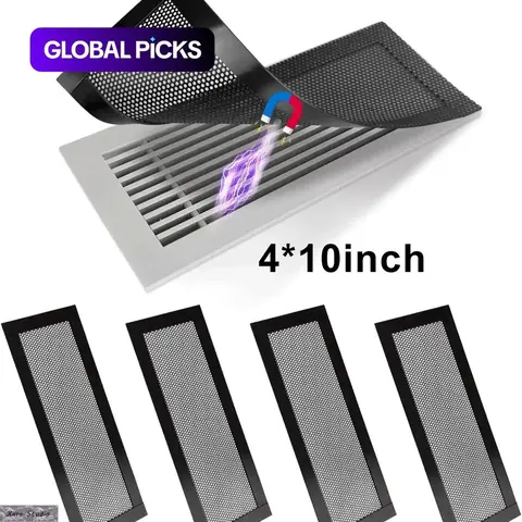 4-Pack Magnetic Mesh HVAC Vent Covers, Removable Filters for Ceiling & Floor Vents, Blocks Dust & Debris, Easy Install & Washable, Seals Unused Rooms, Quiet Energy-Saving Airflow Grilles for Home