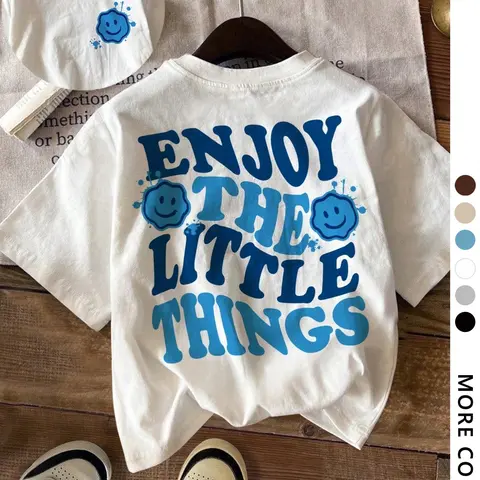 Women's Slogan Smiley Face Print Round Neck Graphic Tee, Vintage Trendy Casual Drop Shoulder Short Sleeve T-shirt for Daily Wear, Ladies Summer Top, Round Neckline Tee