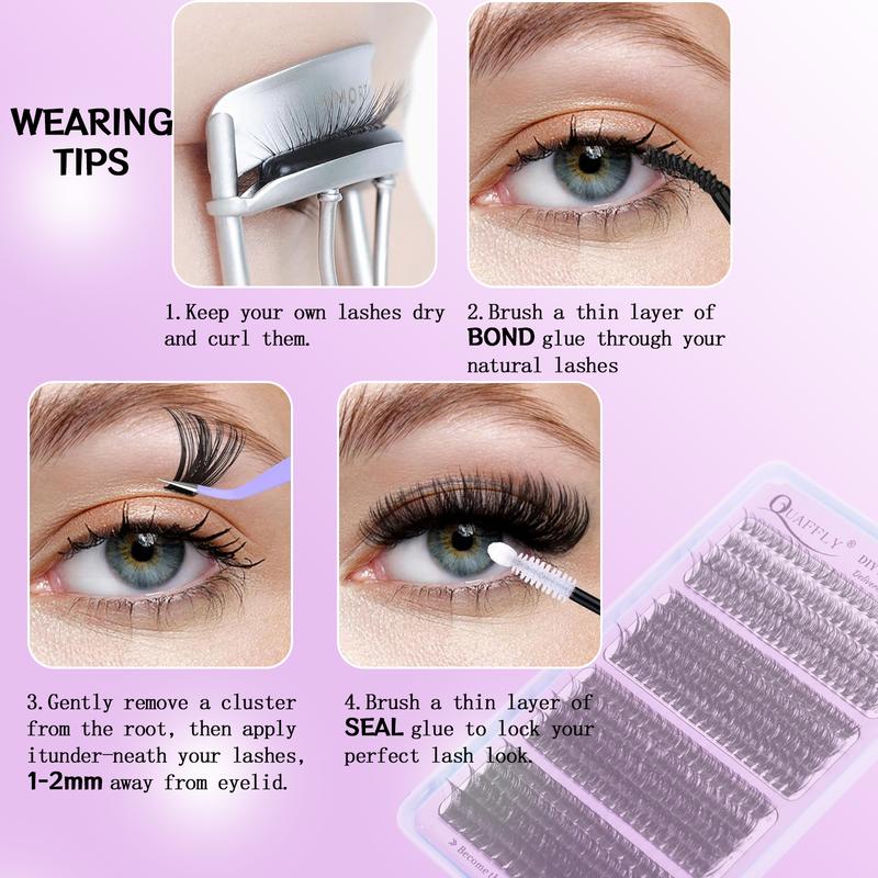 Natural Eyelash Extensions Kit, 1 Set Mixed Length Individual False Eyelashes with Glue, Remover, Eyelash Curler, Headband, Makeup Tool for Beginners, Christmas Gift, Eyelash Glue Extension, Eyelash Enhancements, Christmas Gift Ideas, DIY Cluster Lash