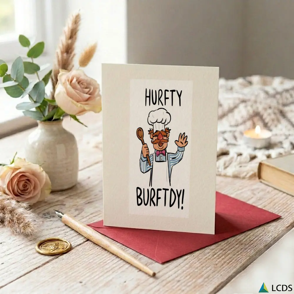 1pc Multi-functional Birthday Greeting Card and Party Invitation Chef Cartoon Print Funny Design Suitable for Friends Family Colleagues Pets Celebration