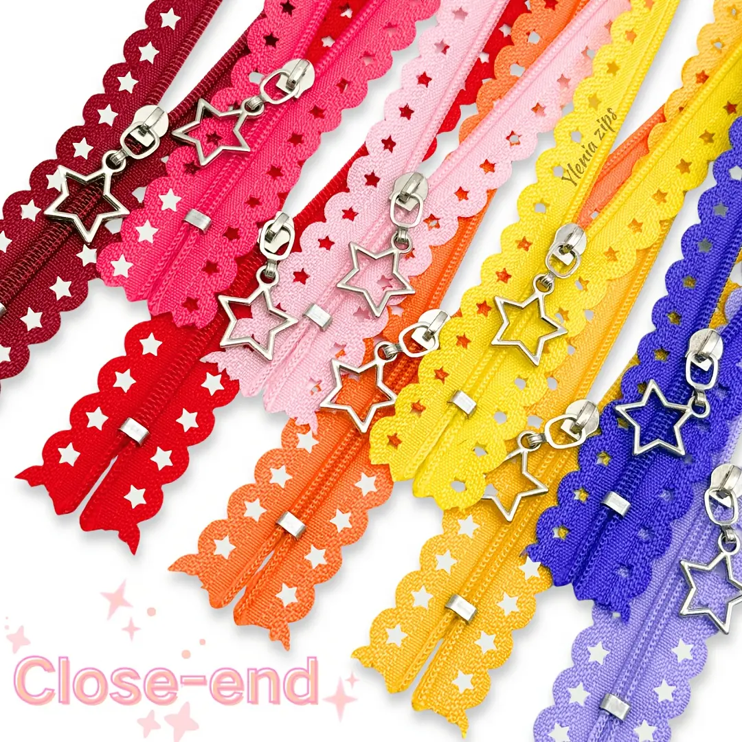 20pcs Lace Star Zippers, Colorful Star Zippers, #3 Nylon Zippers, Smooth & Durable, Decorative Accessories for Handmade DIY Bags and Apparel
