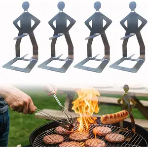 Popular humanoid sausage grill stainless steel creative barbecue stand outdoor BBQ hot dog stand, fun barbecue men's hot dog stand reusable stainless steel sausage stand, portable hot dog grill, camping and party gift barbecue accessories