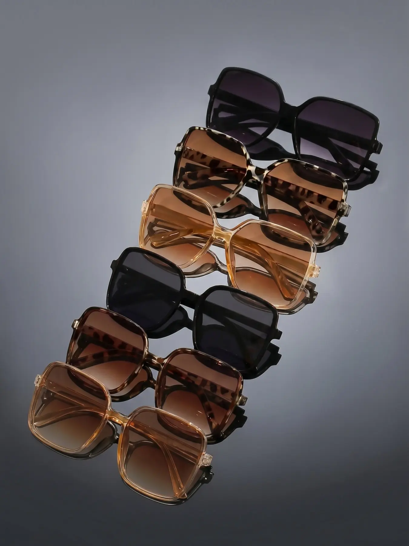 6 Pairs Square Frame Fashion Glasses Set, Trendy Casual Sunglasses, Stylish Sunglasses, Suitable for All Face Shapes, Perfect for Parties, Outdoor Activities, Fashion, Back-To-School, College Style