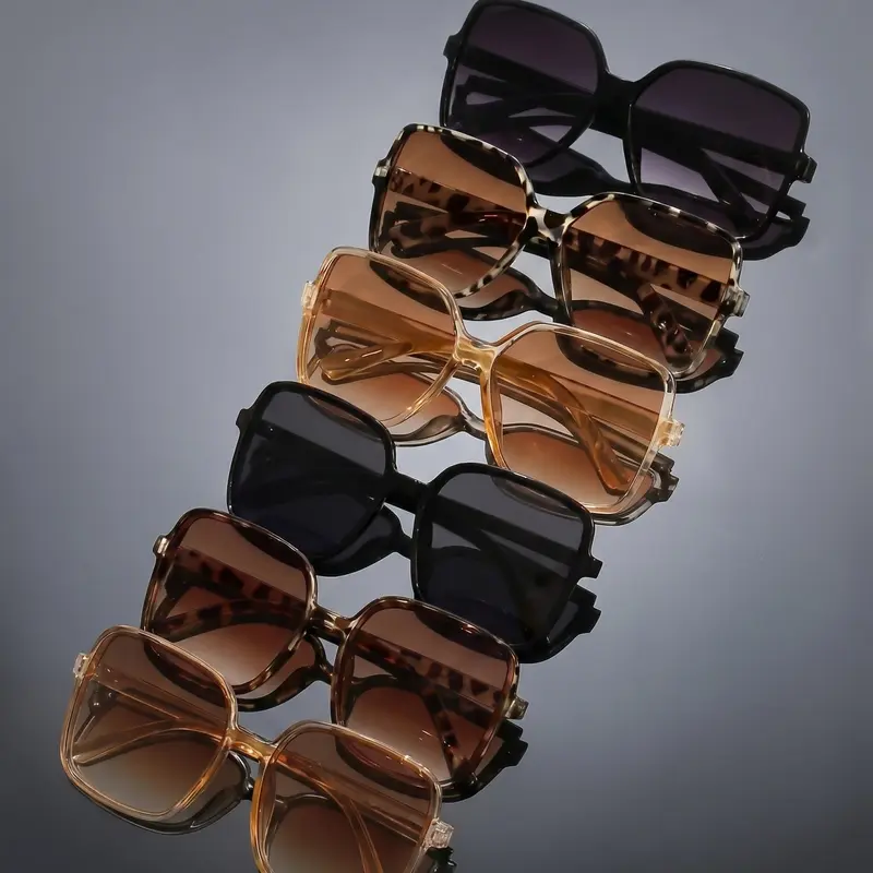 6 Pairs Square Frame Fashion Glasses Set, Trendy Casual Sunglasses, Stylish Sunglasses, Fashionable Sunglasses, Suitable for All Face Shapes, Perfect for Parties, Outdoor Activities, Fashion, Back-To-School, College Style