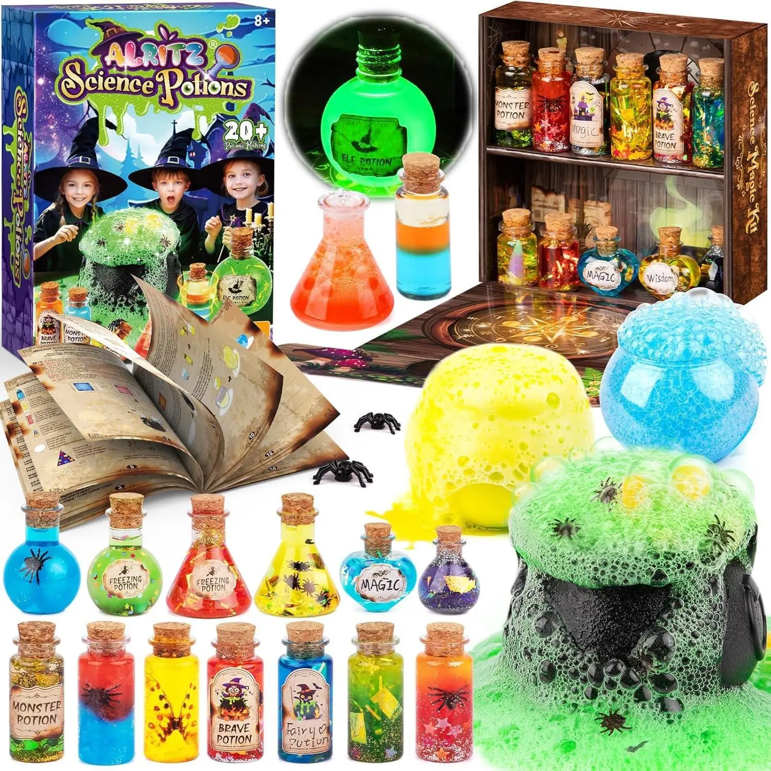 Science Potion Kits for Kids - 23 Magic Mix Potion Bottles, Witches Cauldron, Birthday Party Decorations Gifts Toys for Boys Girls 8 9 10 11+ Years Old