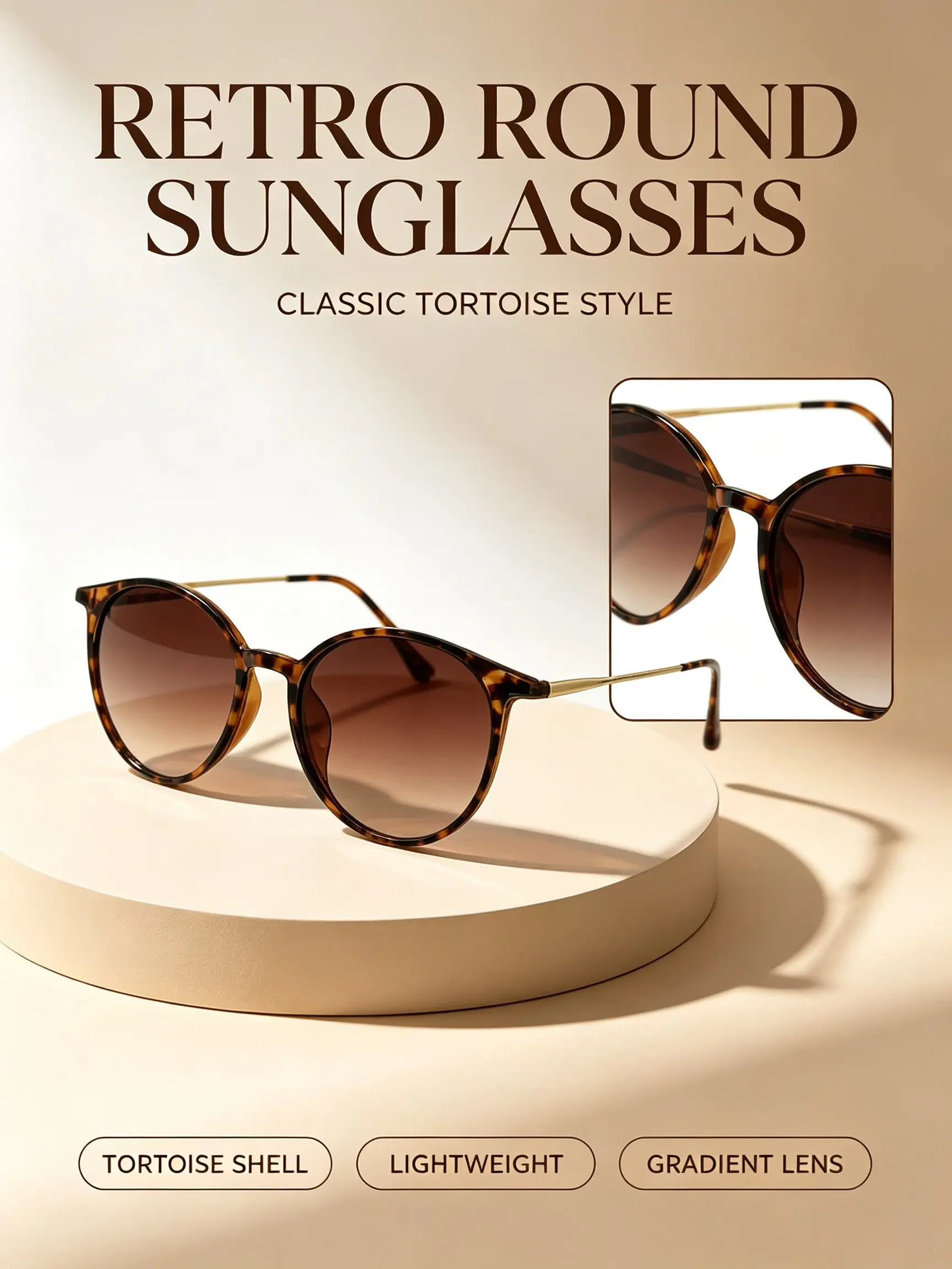 Vintage Round Frame Sunglasses, Classic Shades, Trendy Casual Sunglasses for Women and Men, Fashion Accessories for Everyday Use and Outdoor Activities, Stylish Glasses, Trending Glasses, Round Shape Sunglasses