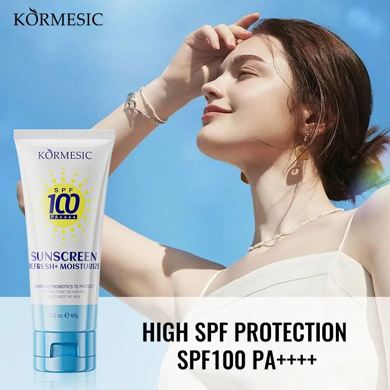 KORMESIC SPF100 Sunscreen PA++++, 60g Refreshing Non-Greasy Waterproof Sweat Resistant Sunscreen Lotion, Face & Body UV Protection, Anti-Photoaging Sunblock for Outdoor, Beach, Daily Use, Hydrating Lightweight Sun Cream with Probiotics