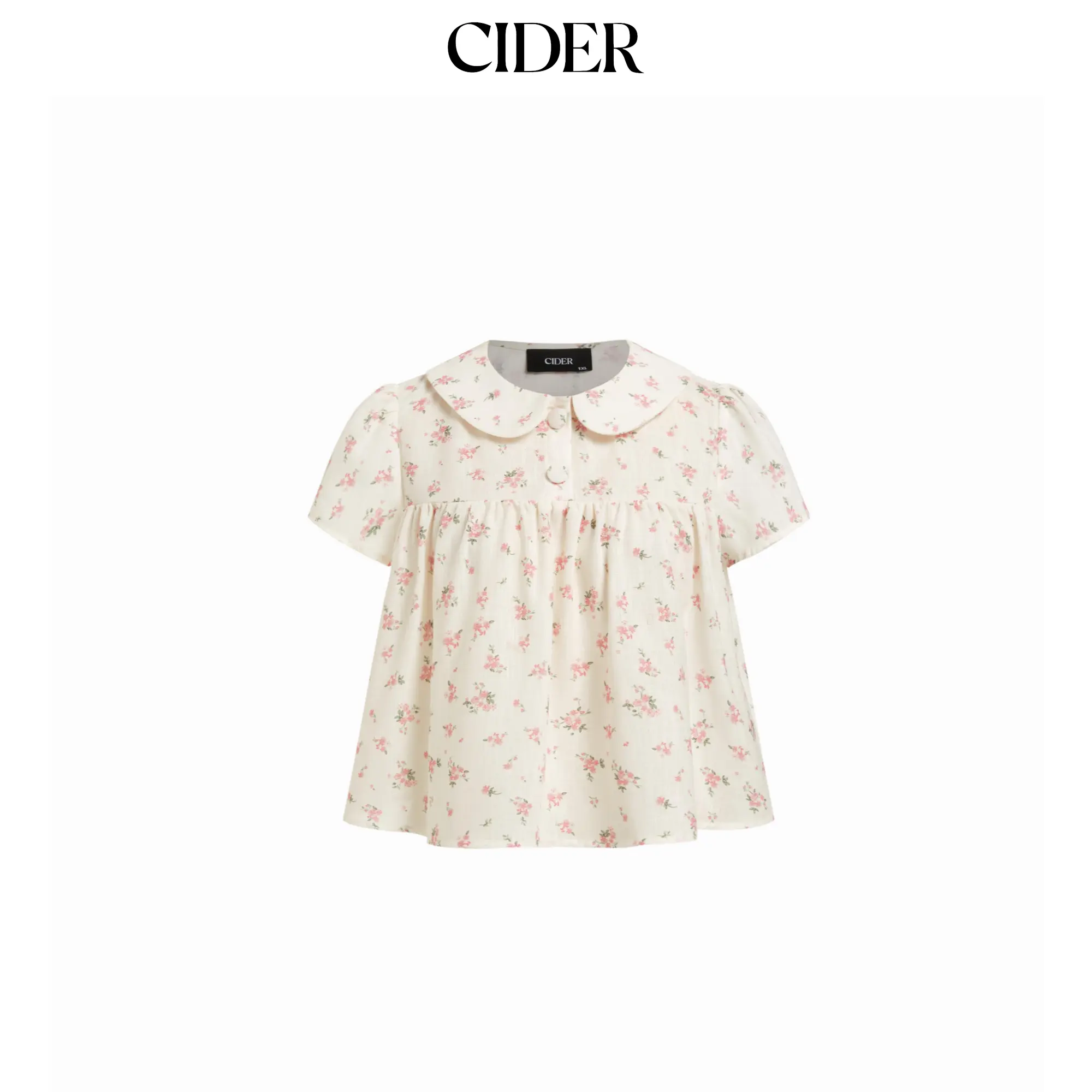 Cider Floral Peter Pan Collar Short Sleeve Blouse SummerWins SummerFinds