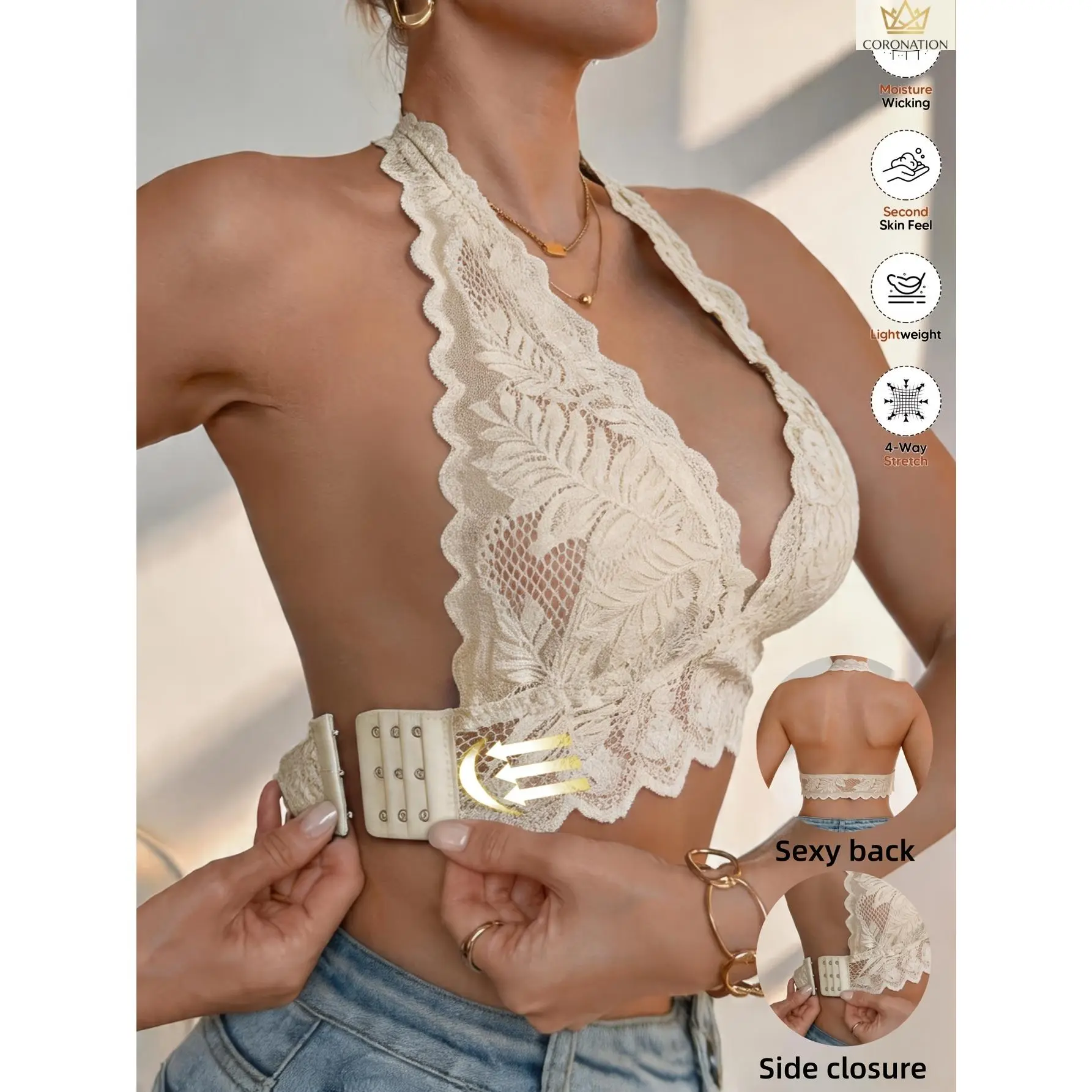 Women’s Nylon Lace Trim Bralette - Wireless, Unpadded, Soft Lace, Lightweight Stretchy Comfort Fit Sheer Lingerie, Bras for Women for Everyday Wear & Layering