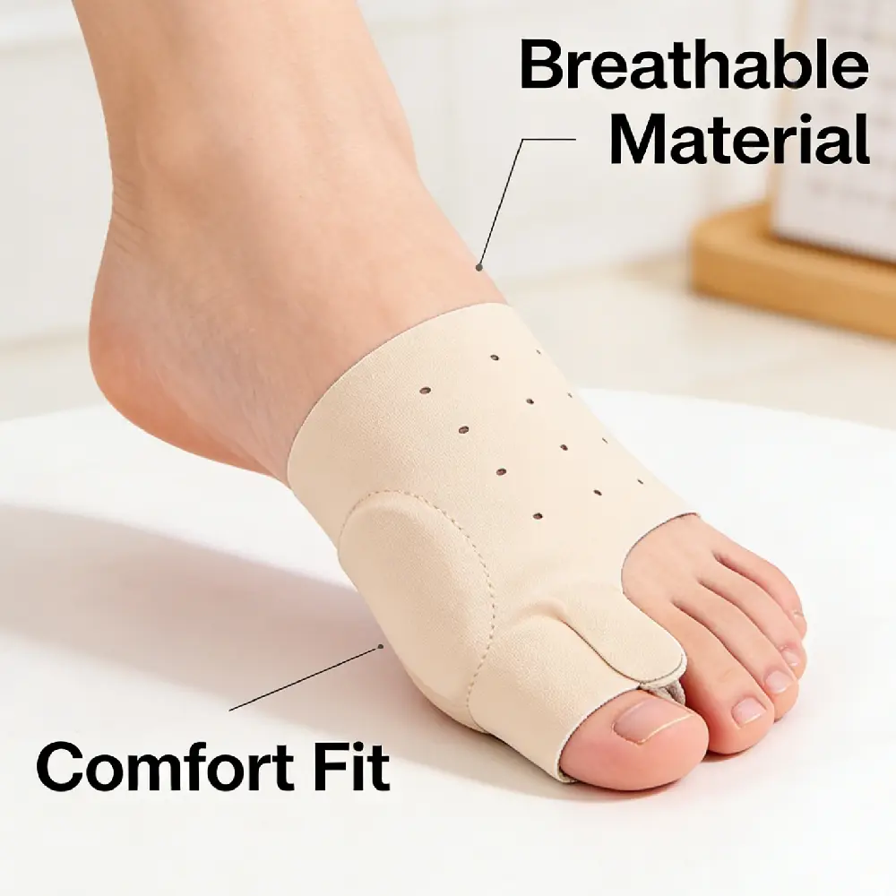 1Pair Big Toe Bunion Corrector & Toe Separator,Breathable Lycra Foot Sleeve,SEBS Cushion Support with Thick Forefoot Pad for Foot Comfort and Bunion Correction