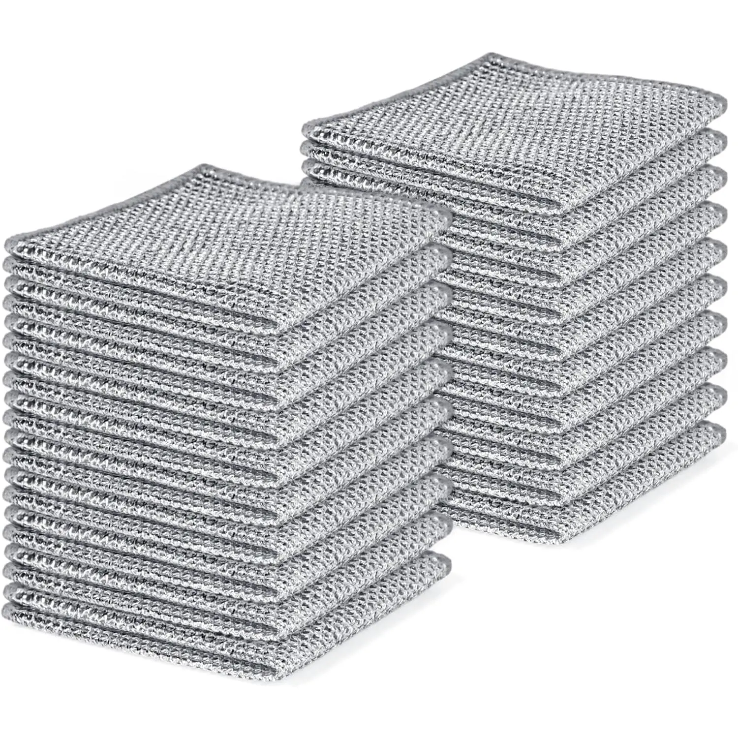 20pcs Set Non-Scratch Steel Wool Dishcloth - Multi-Use Kitchen Scrubbers, Durable Cleaning Pads Wet & Dry Use White