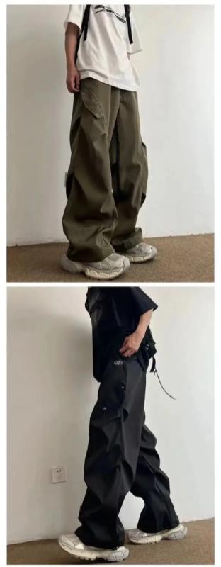 Kyn Apparel  Parachute Cargo Pants Men Hip Hop Wide Leg Trousers Male Quick Drying Hip Hop