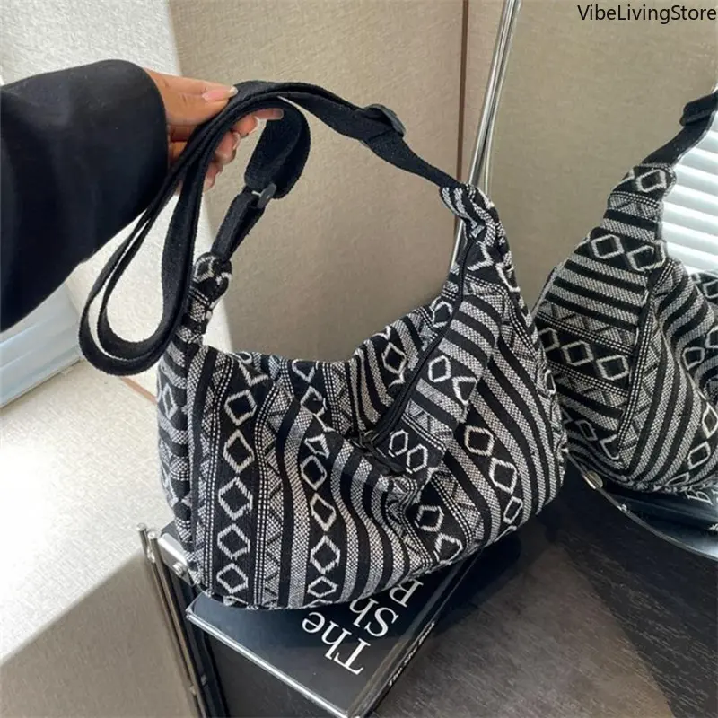 Tribal Striped Flag Theme Foldable Crossbody Bag for Men Women, Casual Lightweight Shoulder Sling Bag with Secure Zipper Closure & Smooth Edge-Painted Lining, Hand Washable Versatile Handbag for Daily Commute, Shopping, Travel, Hiking & Outdoor Activities