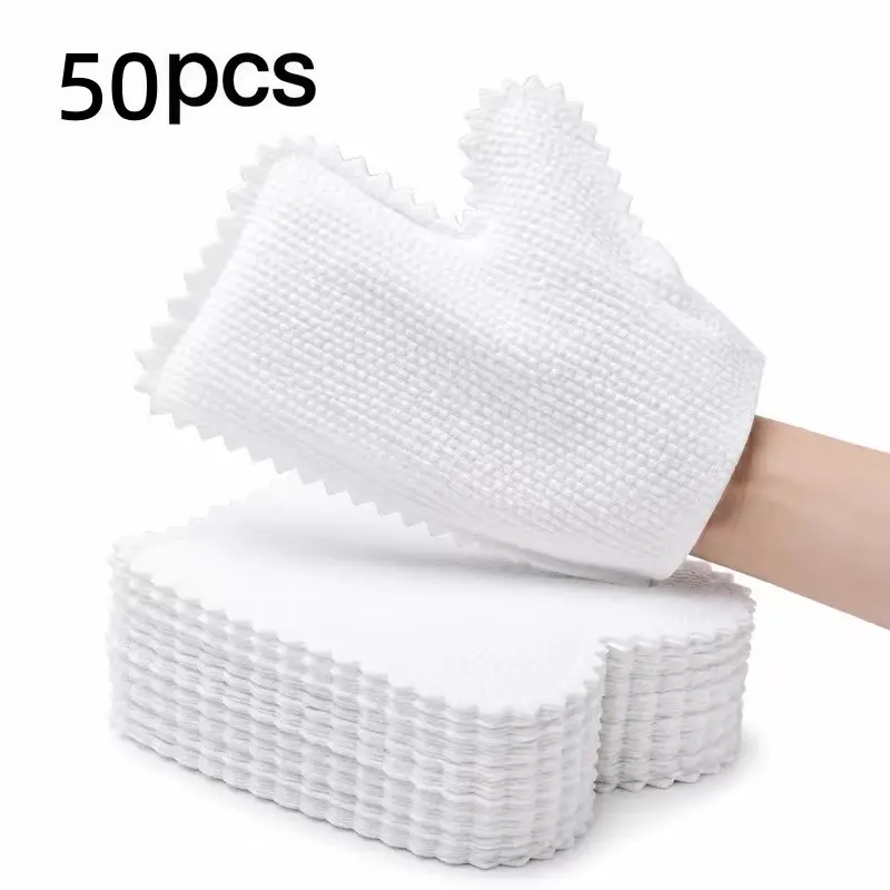 50 Pcs Reusable Microfiber Dusting Gloves, Wet Dry Dual Use Cleaning Gloves for Kitchen, Bathroom, Furniture, Glass, Windows, Car Interior