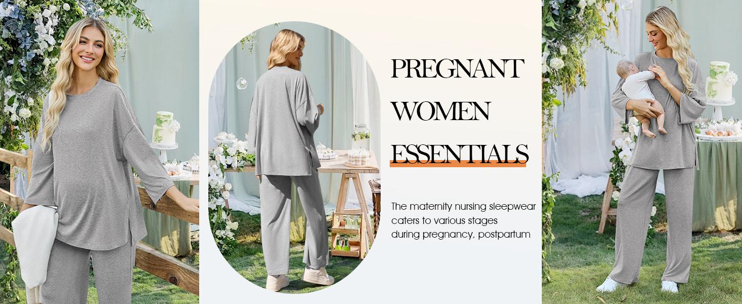 Danedvi Womens Maternity Pajamas Sets 2 Piece Outfits Long Sleeve Tops and Pregnancy Loungewear Mama Clothes with Pockets Plus Size Danedvi Womens Maternity Pajamas Sets 2 Piece Outfits Long Sleeve Tops and Pregnancy Loungewear Mama Clothes with Pockets Plus Size