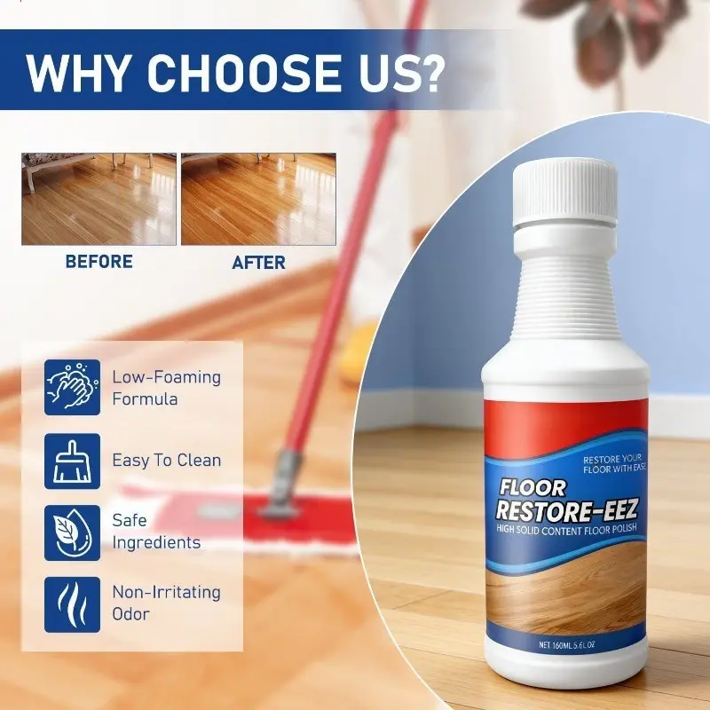 Floor Restore Cleaner, Liquid Cleaner, Polishing Cleaner, High Solid Content Floor Polish for Shine Renewal & Protective Layer, Helps Conceal Small Scratches, Quick-Drying Protective Finish (1 PACK)