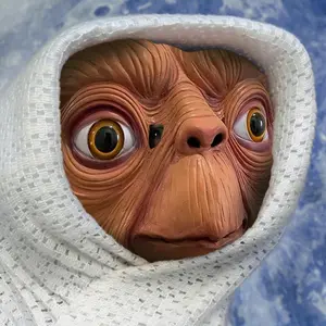 Realistic ET Alien Latex Mask Halloween Carnival Party Movie E.T. the Extra-Terrestrial Cosplay Creepy E.T. Alien Full Head Mask