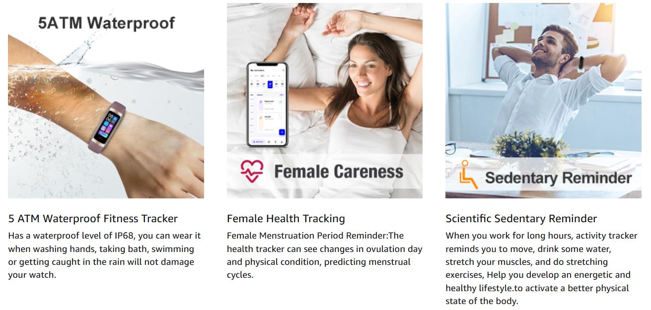 Smart Watch for Women Fitness Tracker Sleep monitoring Heart Rate Monitor Daily Activity Tracker workout