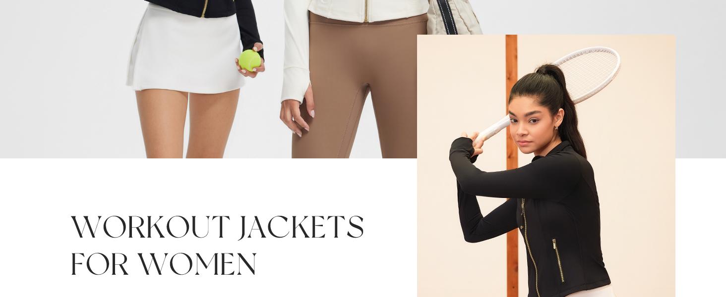 Women Golden Full Zip Up Workout Cropped Jackets Lightweight Athletic Yoga Tops