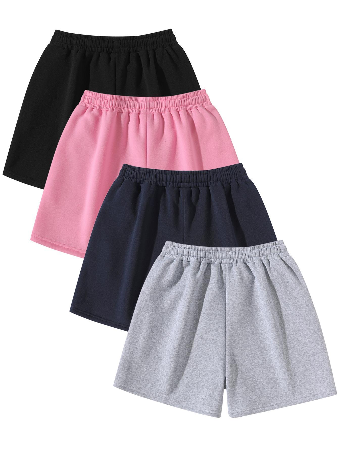 Men's Plain Drawstring Waist Shorts, Basic Sporty Running Shorts for Daily Wear and Exercise, Fitted Style Summer Sports Shorts in Medium-Weight Fabric, Casual Athletic Shorts