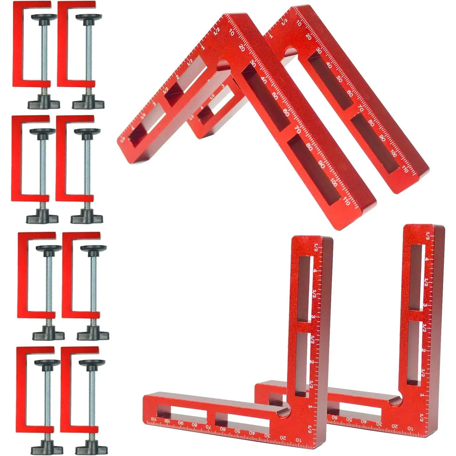 90  Positioning Squares Right Angle Clamps for Woodworking - 4 Pack 5.5" Alloy Woodworking Corner Clamps, for Picture Frame, Cabinet, Boxes, Drawers (4Pack 5.5'')