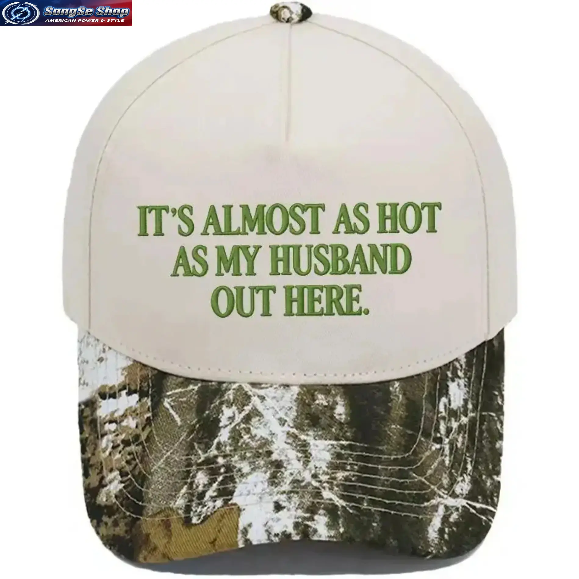Women's Embroidered "It's Almost As Hot As My Husband" 2-Tone Cotton Trucker Cap, Adjustable Sarcastic Bag Accessory, Casual Outdoor Streetwear Gift Idea