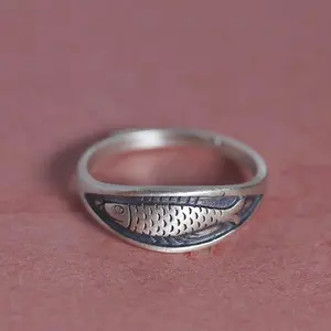 Classic Stylish Vintage Koi Fish Ring, a Symbol of Revival, Handcrafted with a Chinese Flair