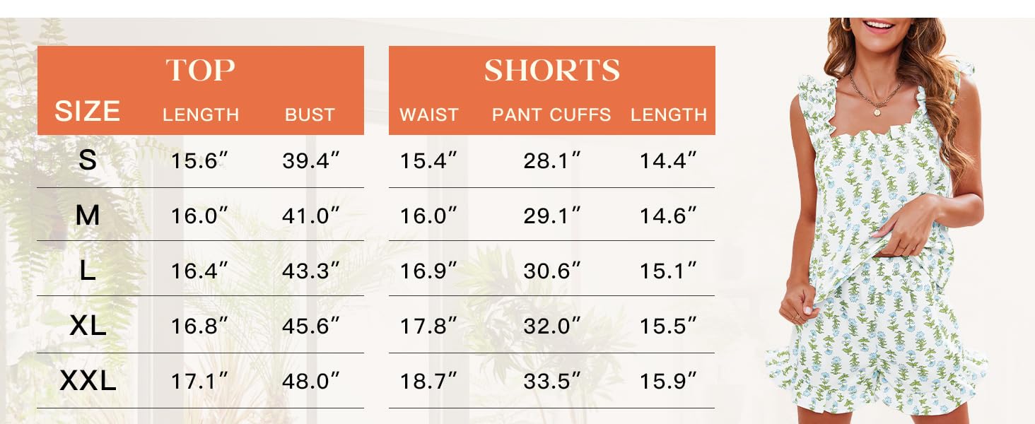 Imily Bela Womens Floral Print Pajama Sets Ruffle Trim Cami and Casual Shorts 2 Piece Lounge Set PJ Fashionable Comfortable