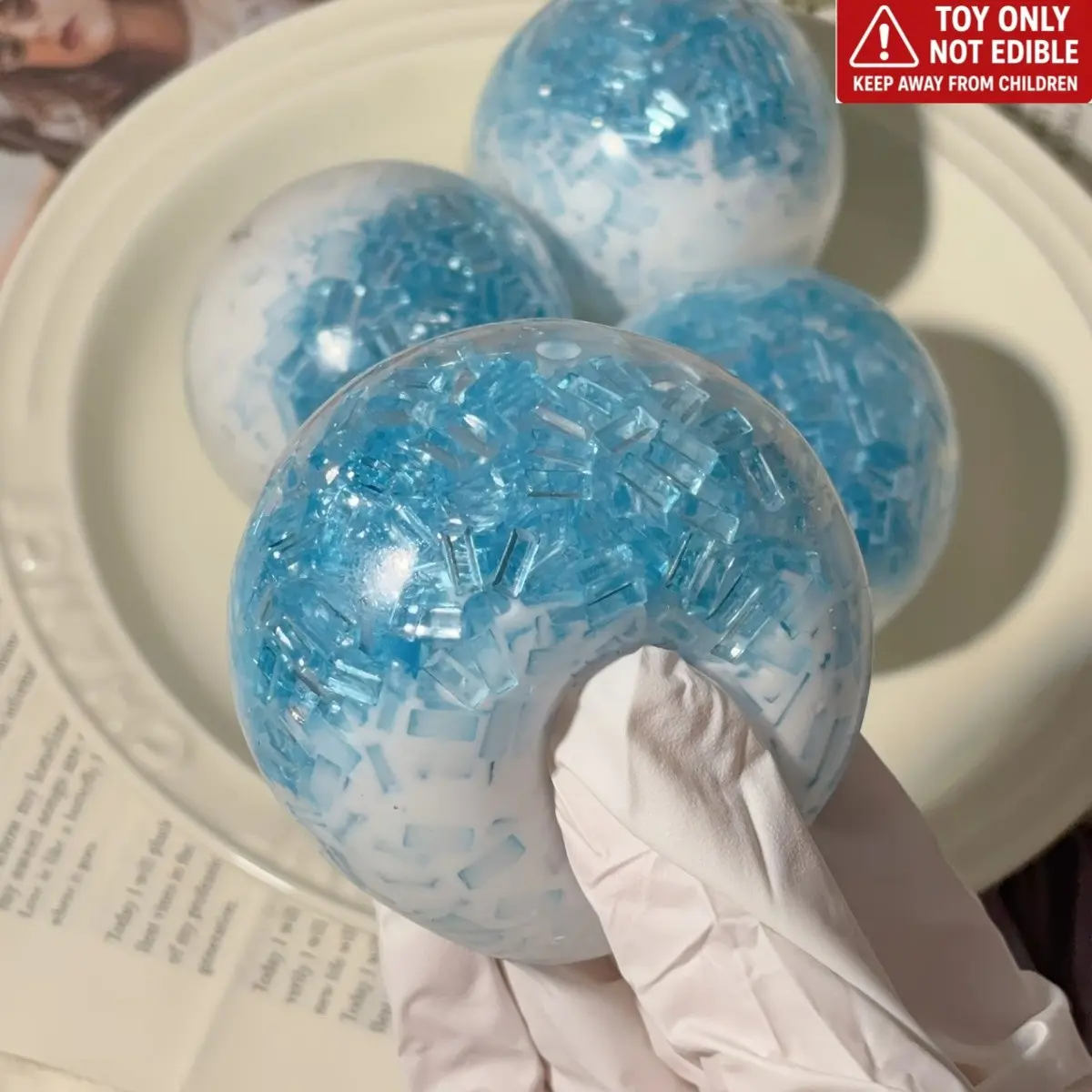 Easy Dimple Fidget Pack - Blue Glacier Hand Exercise Ball. Suitable for Slow-Bouncing Toys, Helps Relieve Stress And Improve Concentration. Soft Ball with Hand Grip, Classroom Rewards, Hand Exercise Toy (Random Color)
