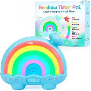 Rainbow Visual Timer for Kids with Night Light, Color-Changing Magnetic Visual Timer for Classroom/Calming Corner/Home (Blue)