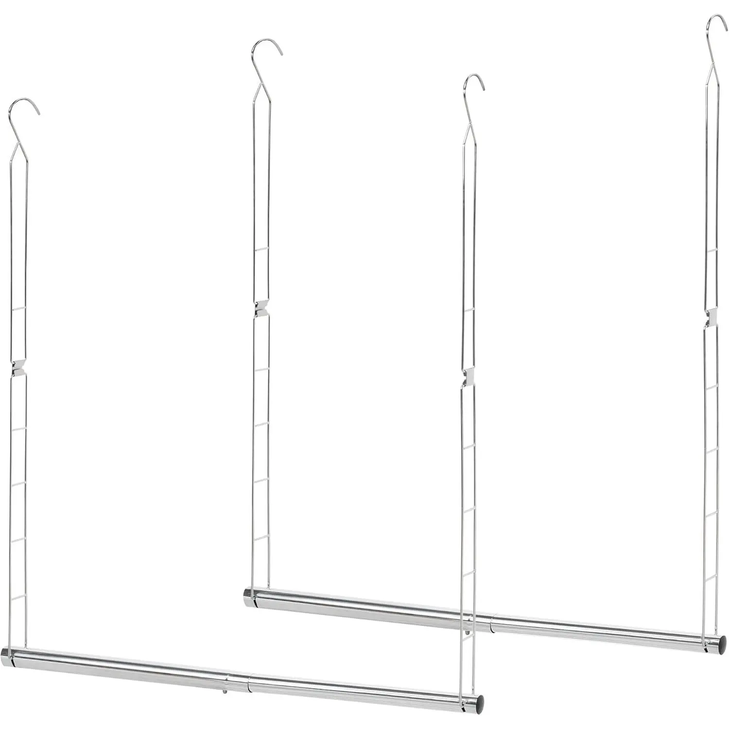 Closet Rod, Adjustable Width and Height Closet  Organizer, Space-Saving Clothes  Bar, Closet Extender  Rod Double Closet  Rod, 2 Pack Chrome