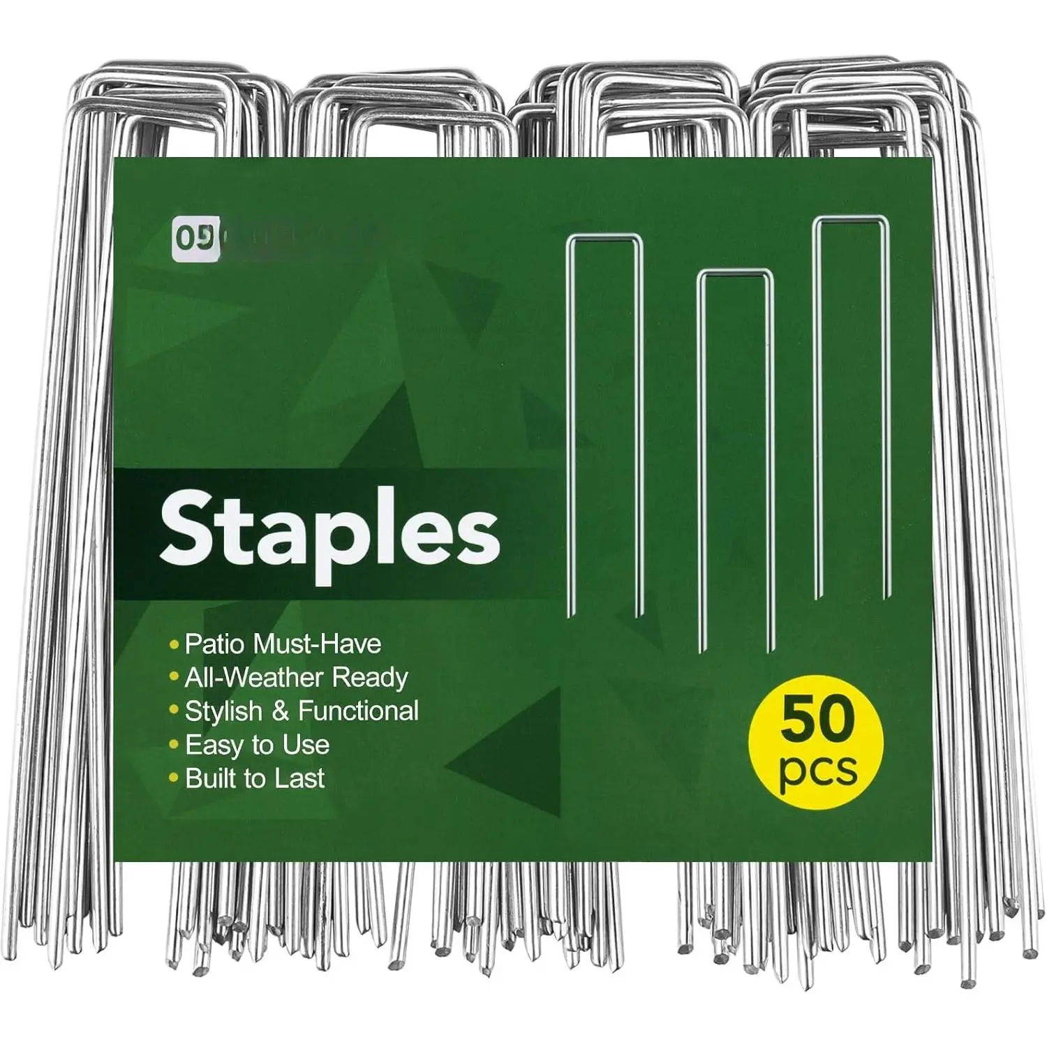 50 Pack Garden  6 Inch 12 Gauge Galvanized Pins, Heavy-Duty Ground Stakes for Weed Barrier, Irrigation Tubing, Yard Fabric, Halloween & Christmas Decoration Anchoring