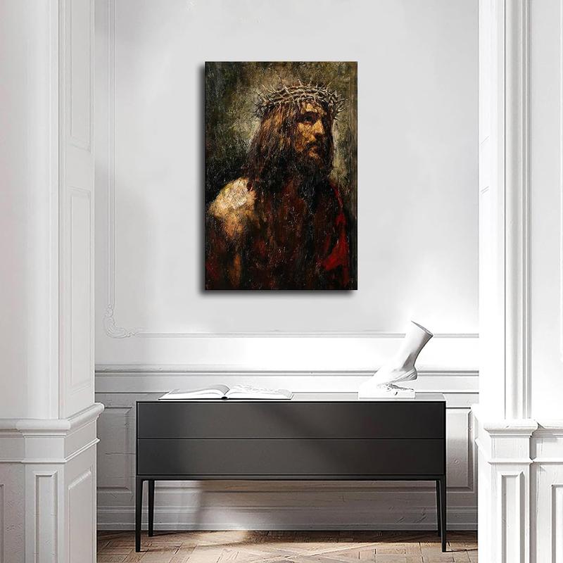 Spiritual Jesus Art for Home & Cafe – A Canvas Print Depicting "The Passion of The Christ" in Artistic Style, Designed to Inspire Reverence in Bedrooms, Living Rooms, Garages, or Commercial Spaces Like Cafes and Lounges. Spiritual Jesus Art for Home & Cafe – A Canvas Print Depicting "The Passion of The Christ" in Artistic Style, Designed to Inspire Reverence in Bedrooms, Living Rooms, Garages, or Commercial Spaces Like Cafes and Lounges.