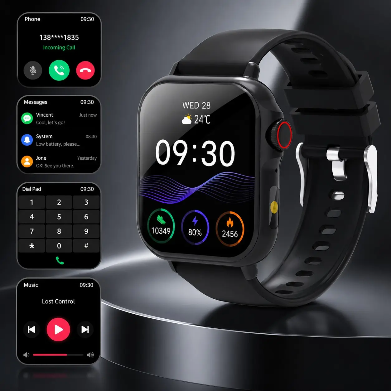 Smart Watch for Men Women, 1.83" Tft Touch Screen, Fitness Tracker with Call/text Alerts, Multi-Sport Modes, Music & Camera Control, Android iOS Compatible