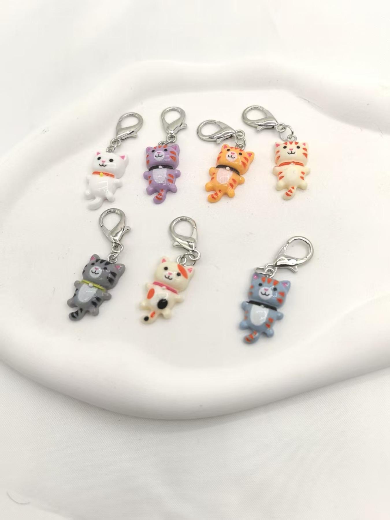 Cute Cat Design Keychain, Cartoon Animal Decor Keychain for Women & Men, Fashion Accessories for Bag & Car Key Decoration, Keychain Set