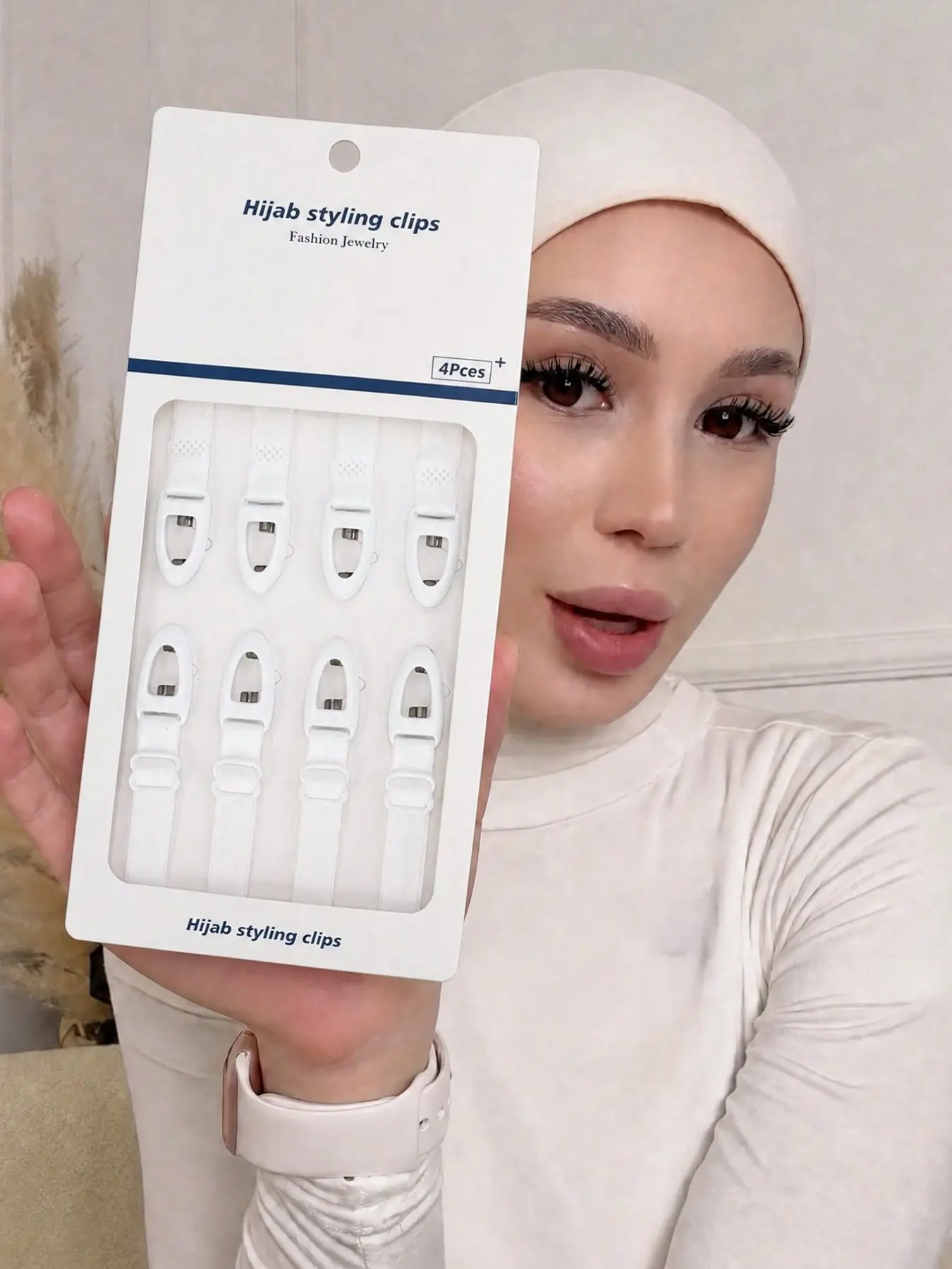 4pcs/box Anti-slip pins for women's headscarf and scarf accessories, multi-functional garment accessories with elastic design, hijab pins, fashionable matching accessories for Muslim headscarves