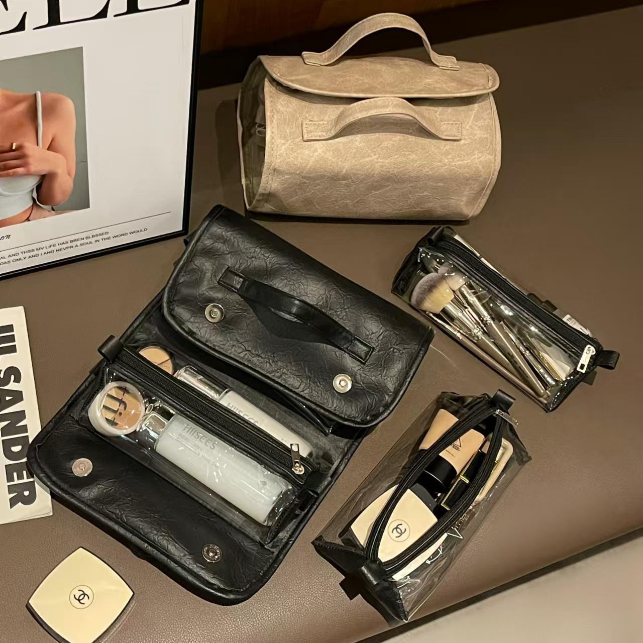 New 4-in-1 Makeup Bag - Detachable, Foldable, Large Capacity - Perfect Travel & Outdoor Toiletry Organizer