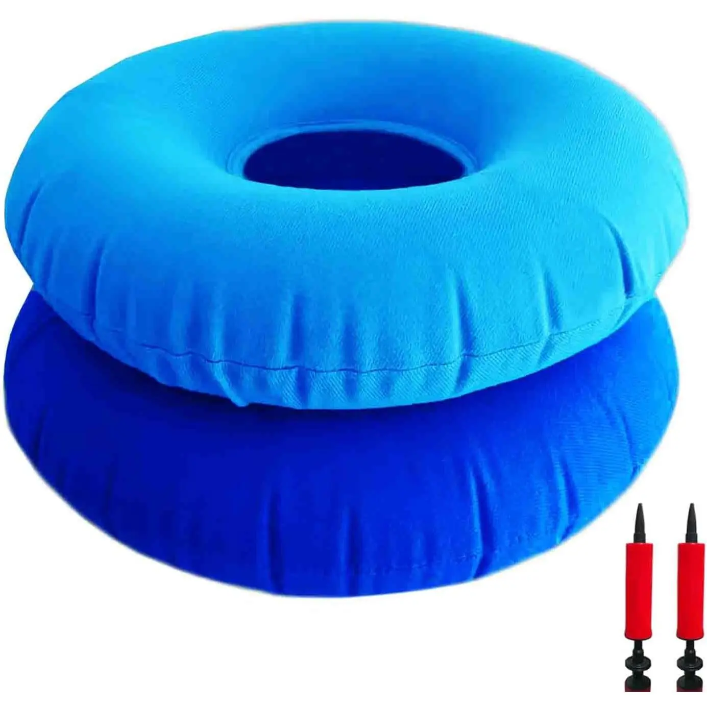 2 Pack Donut Pillow, Inflatable Donut Cushion for Tailbone Pain,Hemorrhoid Seat Cushion, Round Wheelchairs Seat Cushion for Home, Car or Office Chair (15" Dark Blue & Light Blue)Gift.