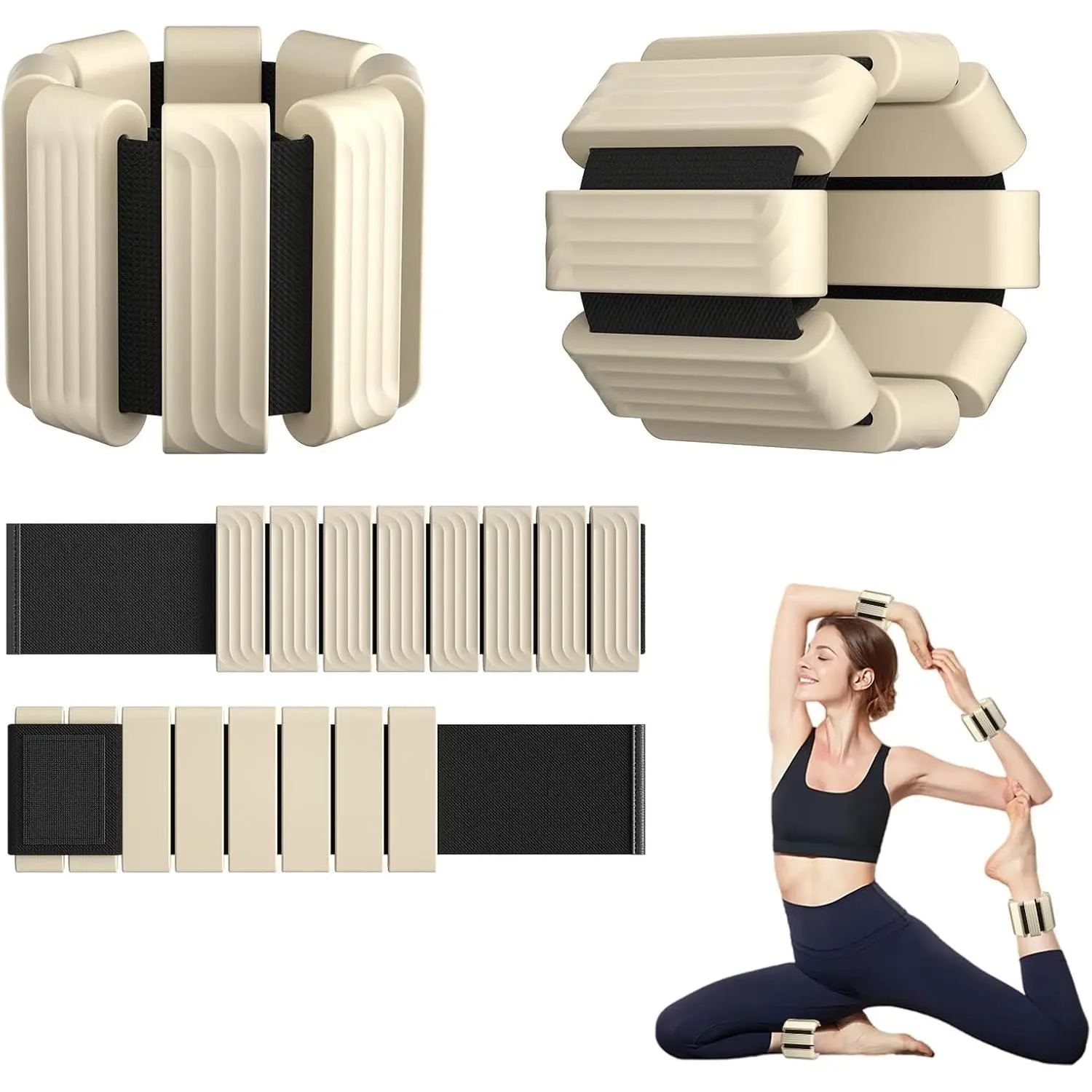 Wrist and Ankle Weights for Women Adjustable Weighted Bangles for Men 2 lbs Weighted Arm Bands Foot Leg Weights for Walking Yoga Training Exercise Running Set of 2 (1LB Each)