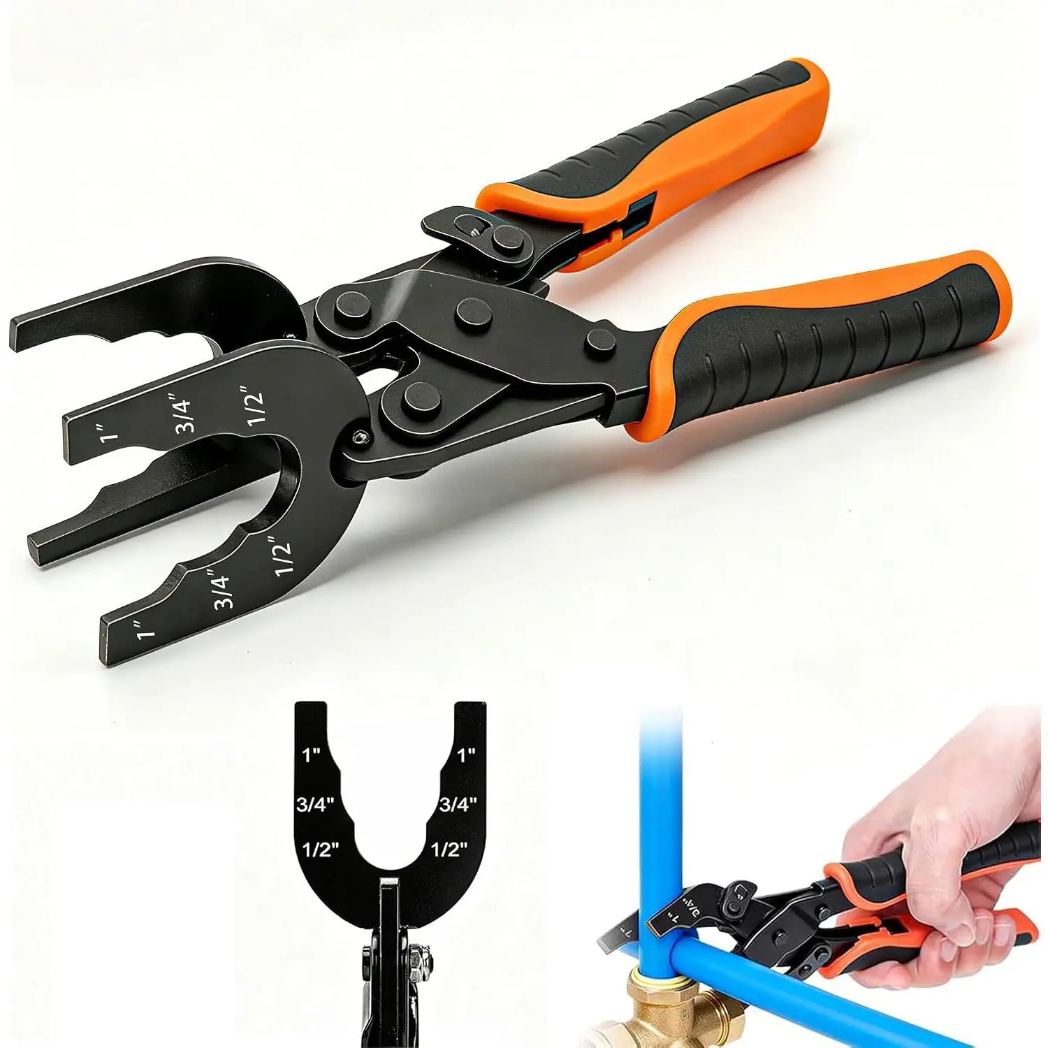 Push Fit Disconnect Tong Tool, Sizes 1", 1/2", 3/4", Disconnect Pliers, Bite Removal Tool, Disconnects Tongs Tool, Multi-Sized Removal for Removing Brass Push-in and Pipe