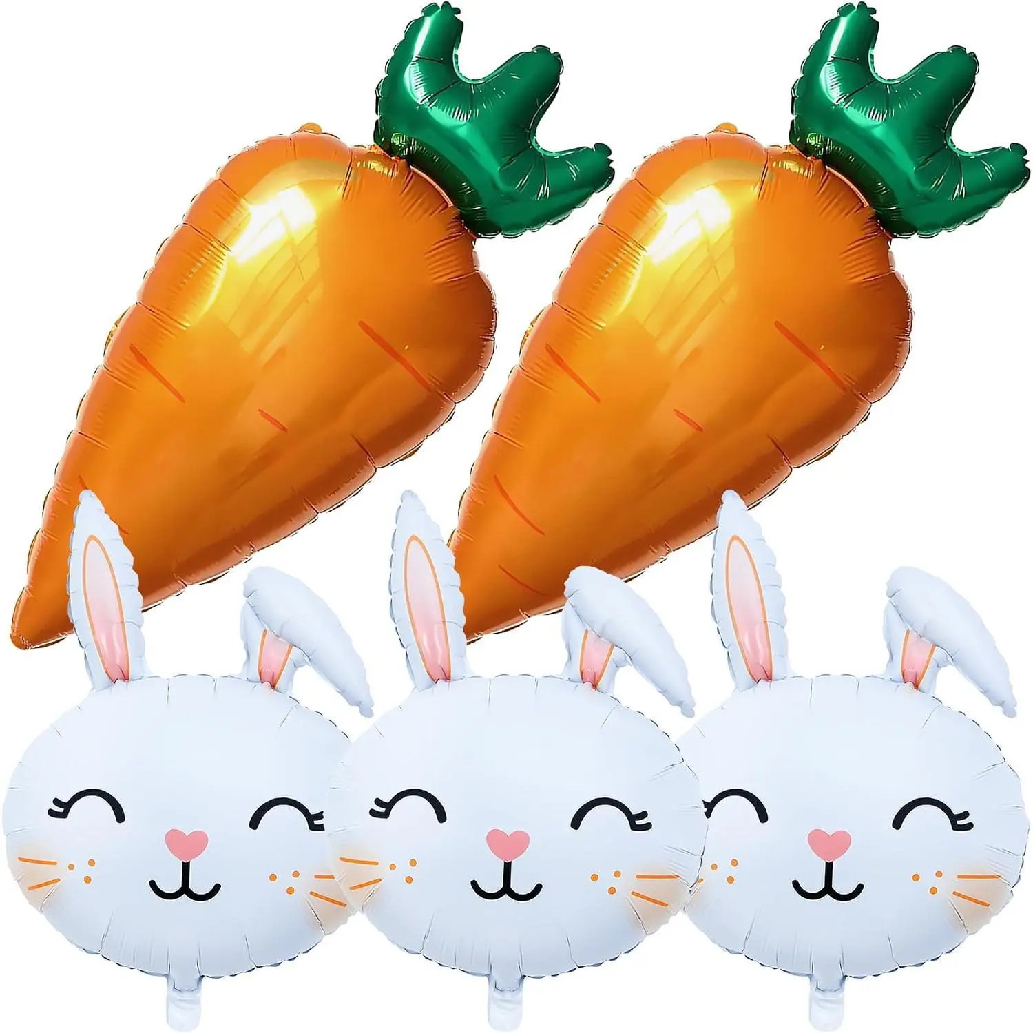 5PCS Bunny & Carrot Balloons Rabbit Balloon Easter Baby Shower Party Decor