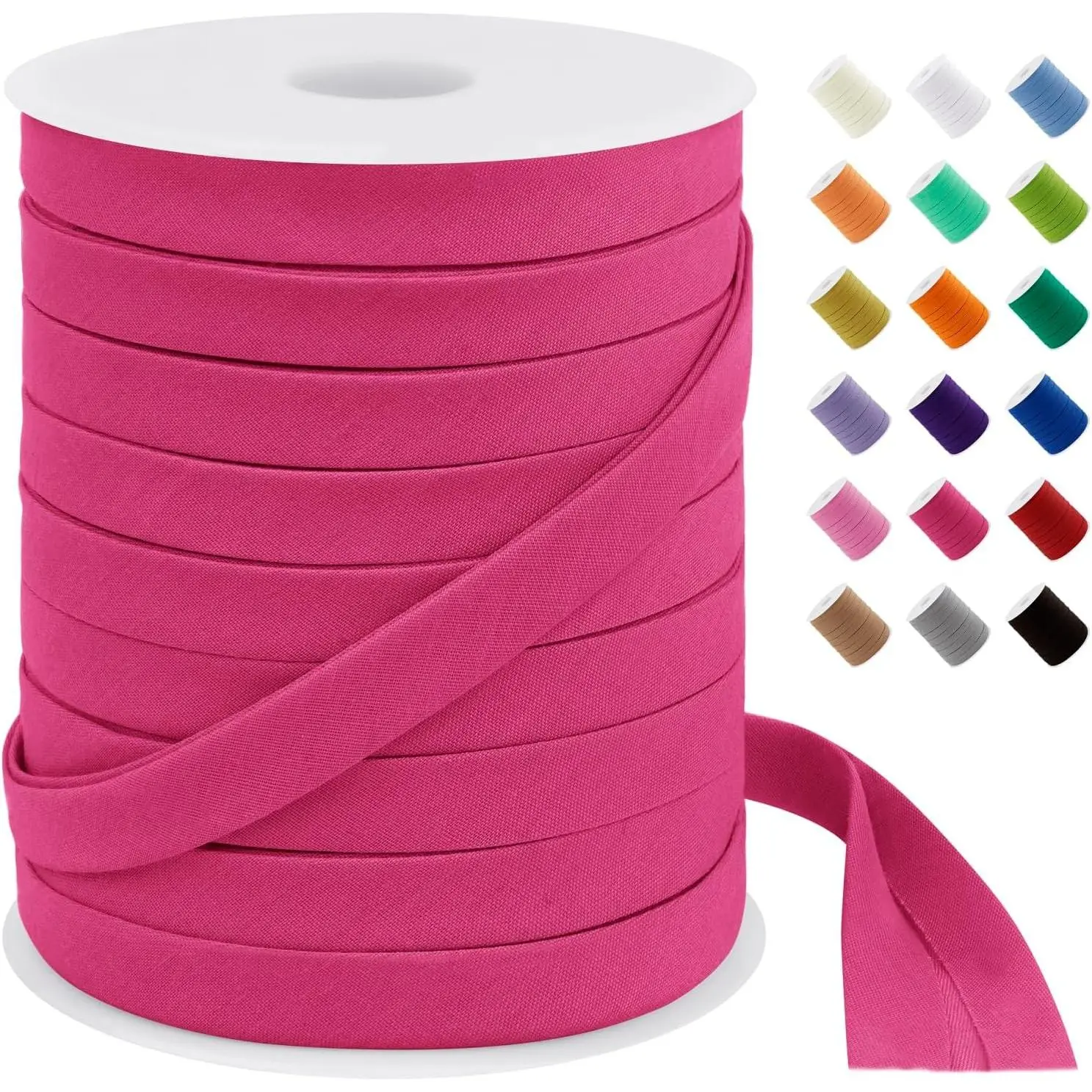Rose Red Bias Tape Double Fold 1/2 Inch x 55 Yards, Polyester Fabric Seam Binding Tape for Sewing, Seaming, Hemming, Piping, Quilting, Upholstery Trim
