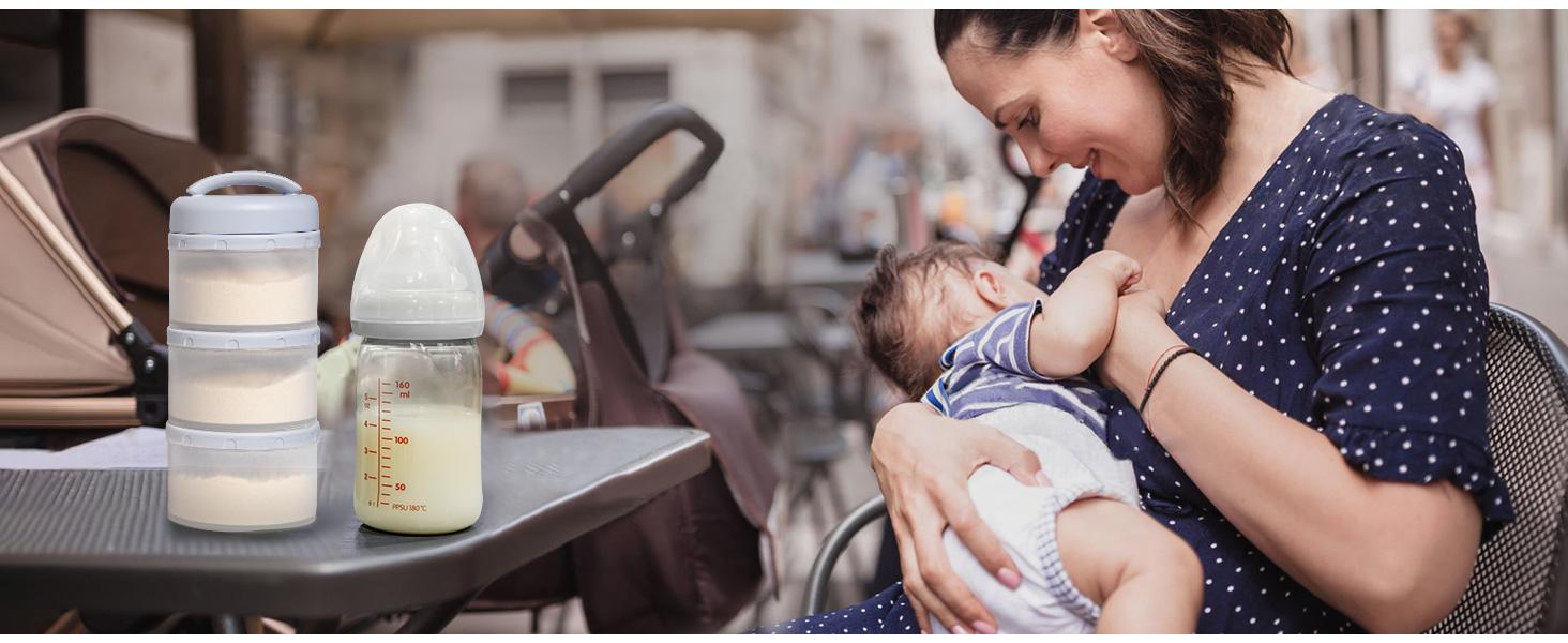 Termichy Stackable Formula Dispenser Portable Milk Powder Container, 2 Pack, Light Pink