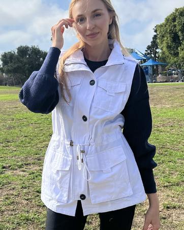 Imily Bela Women's Casual Military Utility Vest Lightweight Sleeveless Drawstring Jackets with Pockets