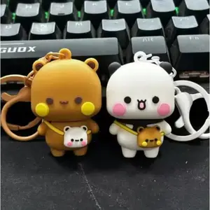 2Pcs Cute panda figurine keychain, lovely collectible charm for keys and bags. Exquisite ornament for home decor, a delightful gift for birthdays and Christmas.