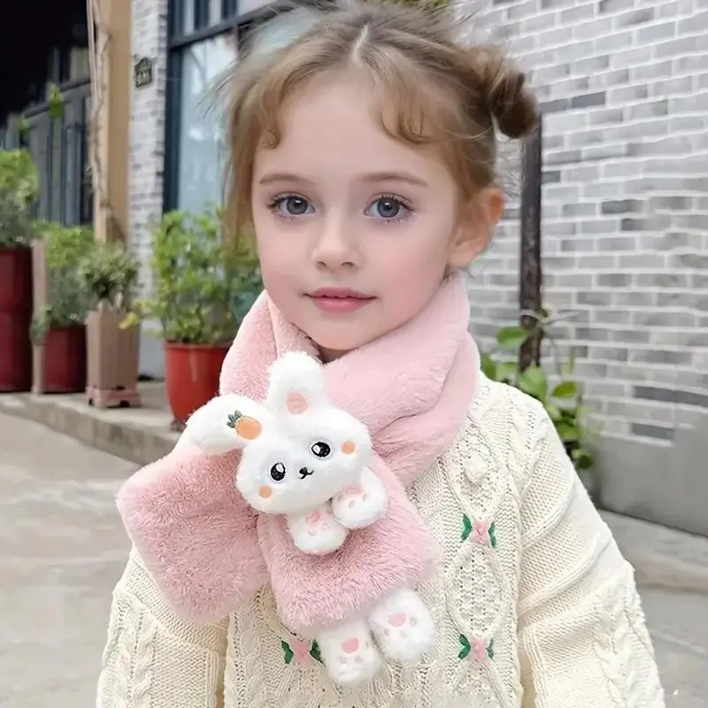 Scarf Set, Cute Winter Scarf for Girls Ages 2-10, Thick Fuzzy Warm Neck Warmer, Perfect for Daily Wear & Christmas Gift